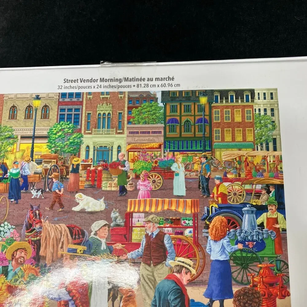 Joseph Burgess Street Vendor Morning Artwork 2000 Piece Puzzle- Poster, New MB